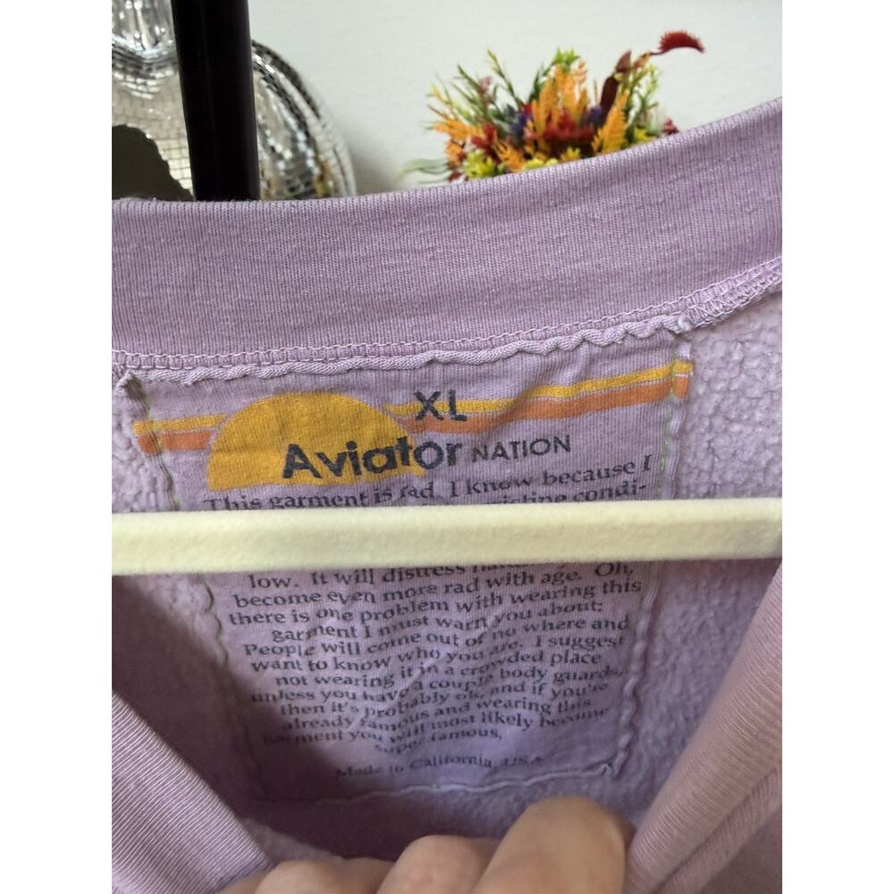 Aviator Nation Rainbow Heart Purple Women's XL Crewneck Sweatshirt Pullover - Picture 3 of 4